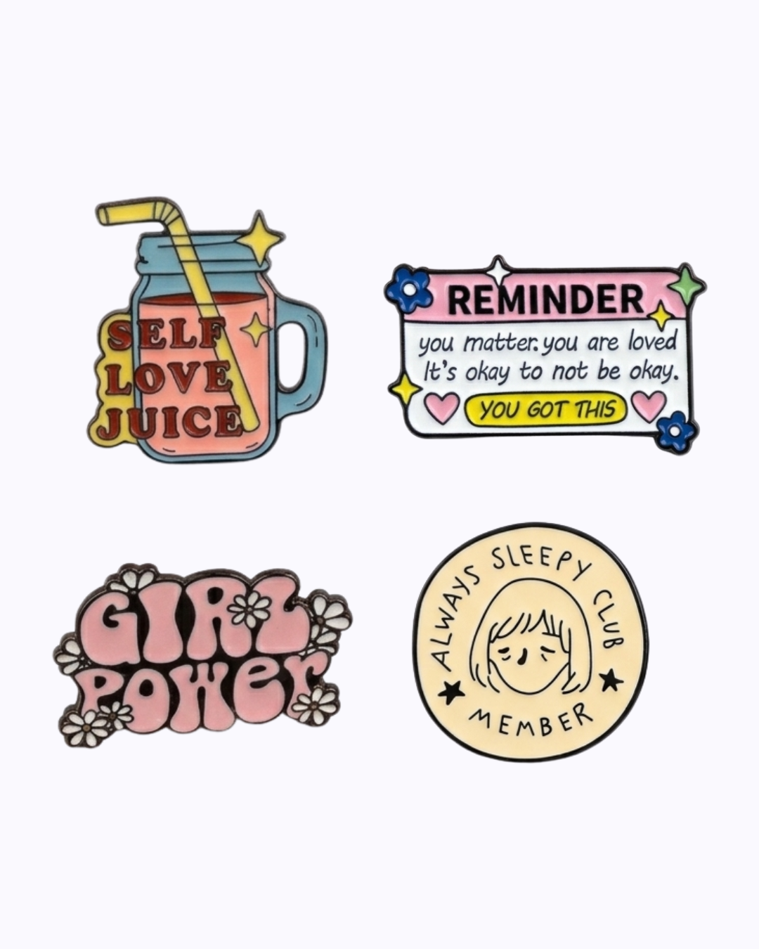 Trendy Enamel Lapel Pin Set for Backpacks, Jackets, Clothes & Wallets, Cute Sarcastic Aesthetic Metal Pins, 6-8 Piece Fashion Accessory Gift Pack