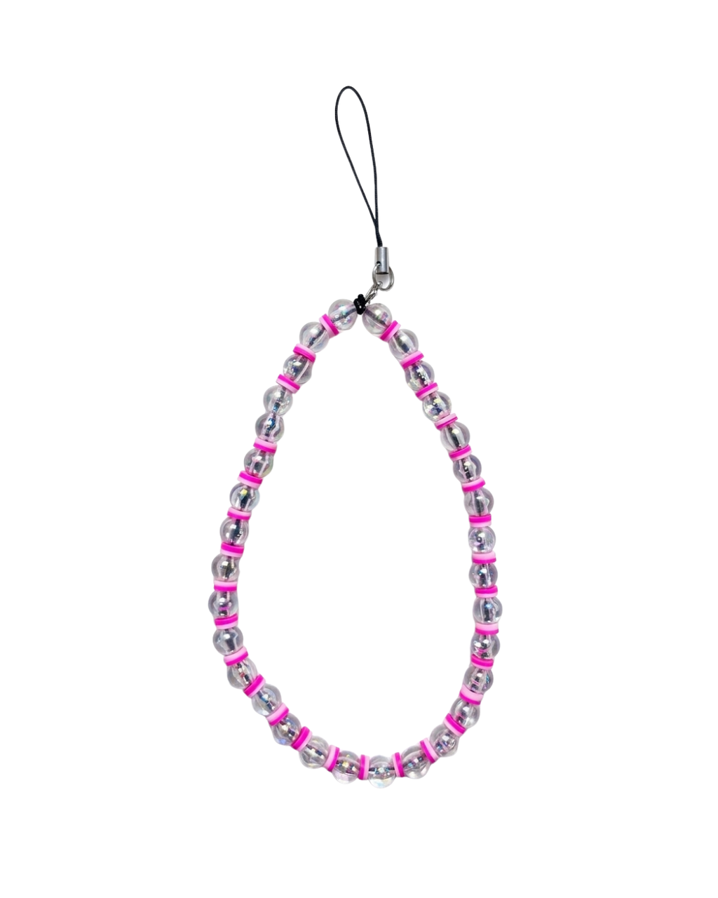 Handmade Pink Beaded Mobile Charm Strap | Cute Phone Hanging Accessory for Smartphones