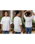 White Oversized Cotton T-Shirt for Men & Women 280GSM | Relaxed Loose Fit Drop Shoulder Half Sleeve Crew Neck Tee | Casual College Wear | Free Size