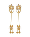 Kashmiri Earrings Gold Plated Long Tassel Drop Earrings for Women | Kundan Pearl Dangle Earrings | Traditional Ethnic Earrings for Girls & Women | Kashmiri Wedding & Festive Jewelry
