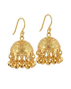 Kashmiri Gold Plated Jhumka Earrings for Women & Girls | Ethnic Dome Dangler Earrings with Ghungroo Beads | Indian Wedding & Festive Jewelry | Kashmiri jhumkass