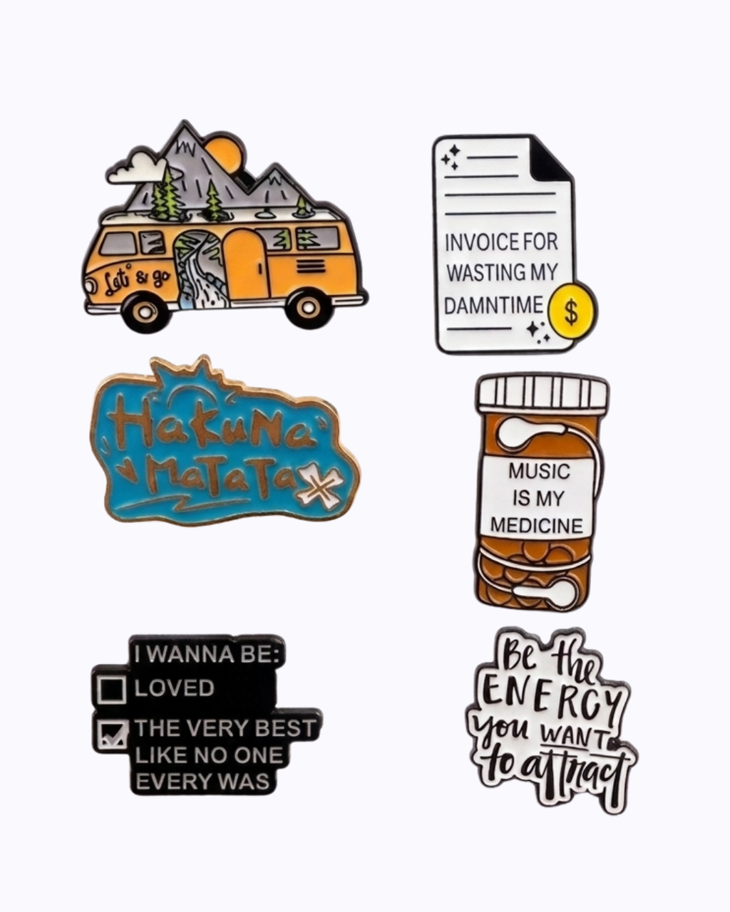 Trendy Enamel Lapel Pin Set for Backpacks, Jackets, Clothes & Wallets, Cute Sarcastic Aesthetic Metal Pins, 6-8 Piece Fashion Accessory Gift Pack