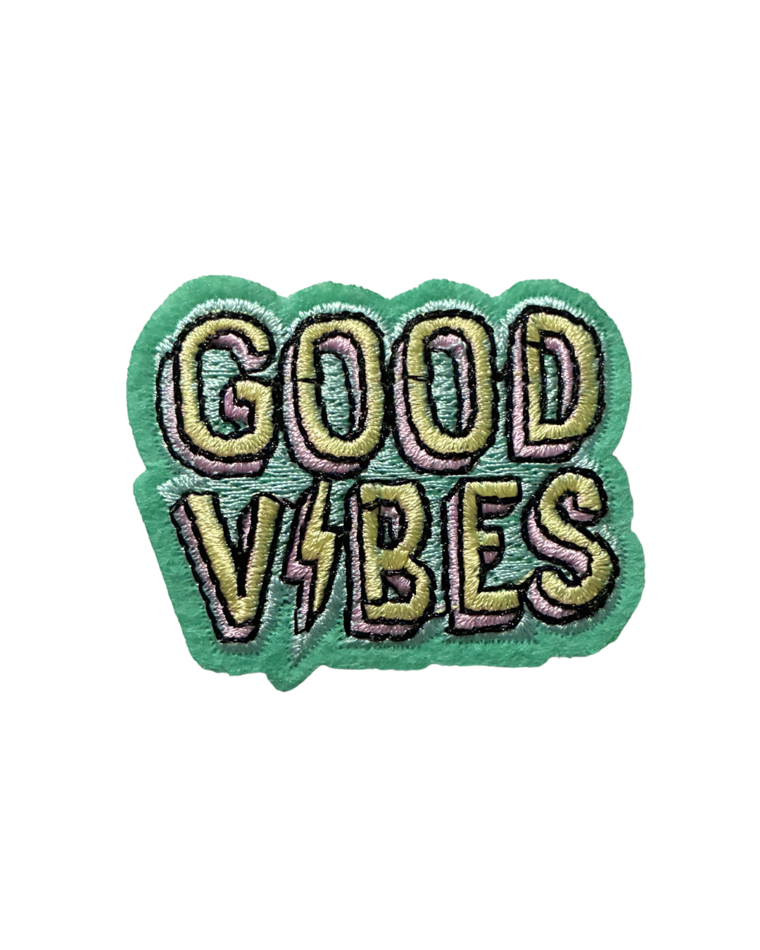 Good Vibe Premium Embroidered Iron-On Patch for Clothes, Bags, Jackets, Jeans & Caps | Cute Cartoon, Animal & Aesthetic Badge | DIY Fabric Repair & Decoration