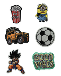 Pack of 6 - Premium Embroidered Iron-On Patch for Clothes, Bags, Jackets, Jeans & Caps | Cute Cartoon, Animal & Aesthetic Badge | DIY Fabric Repair & Decoration
