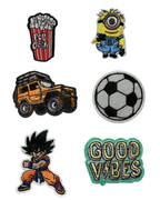 Pack of 6 - Premium Embroidered Iron-On Patch for Clothes, Bags, Jackets, Jeans & Caps | Cute Cartoon, Animal & Aesthetic Badge | DIY Fabric Repair & Decoration