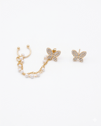 Korean Style Butterfly Chain Earrings for Women | Elegant Pearl Tassel Ear Cuff
