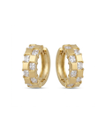 Gold Square Stone Hoop Earrings for Women | Crystal Studded Huggie Hoops | Premium Geometric Earrings