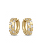 Gold Square Stone Hoop Earrings for Women | Crystal Studded Huggie Hoops | Premium Geometric Earrings