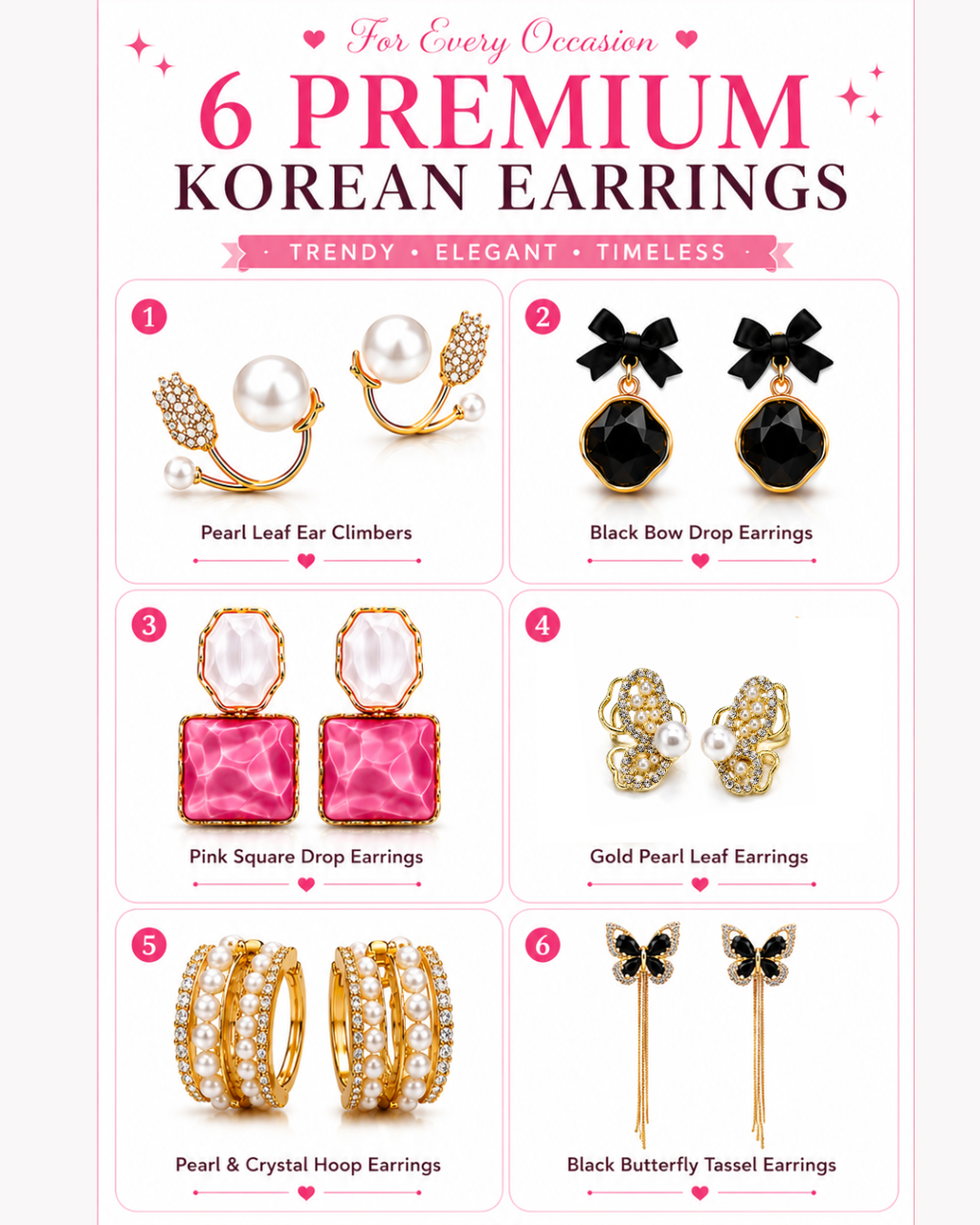 Pink Premium Gift Hamper for Women & Girls | 6 Korean Earrings, Bangle Set, Necklace Set, Mobile Charms, DIY Patch Kit | Birthday Gift for Sister, Best Friend, Wife, Girlfriend