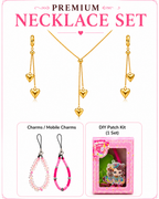 Pink Premium Gift Hamper for Women & Girls | 6 Korean Earrings, Bangle Set, Necklace Set, Mobile Charms, DIY Patch Kit | Birthday Gift for Sister, Best Friend, Wife, Girlfriend