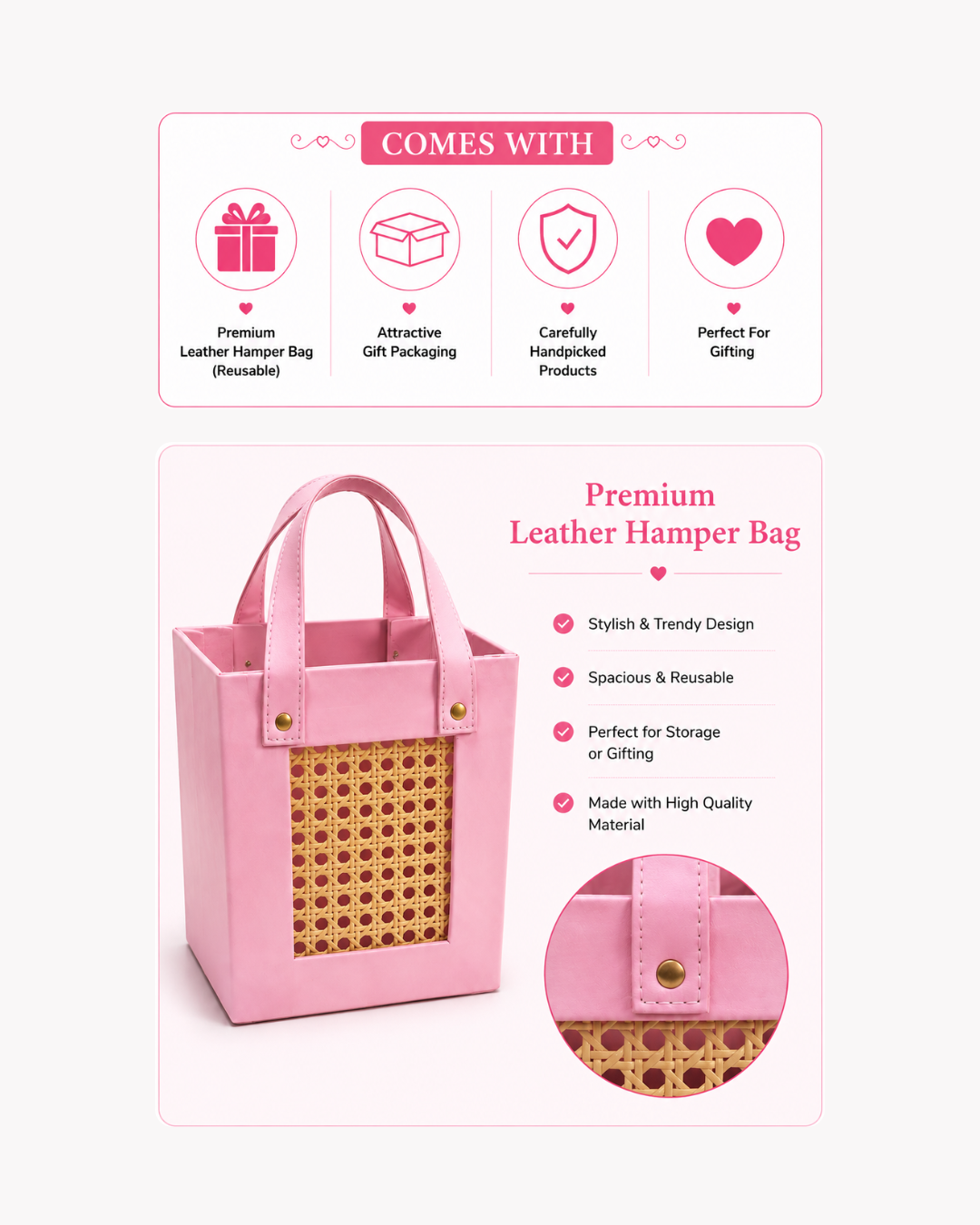 Pink Premium Gift Hamper for Women & Girls | 6 Korean Earrings, Bangle Set, Necklace Set, Mobile Charms, DIY Patch Kit | Birthday Gift for Sister, Best Friend, Wife, Girlfriend