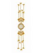 Kashimiri Ghunroo Watch for Women, Gold Bracelet Watch, Crystal Quartz Analog Wrist Watch with Pearl & Traditional Ghunroo Charms, Party & Wedding Gift