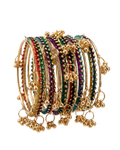 Kashmiri Ghungroo Bangles for Women | Traditional Metal Chudi Set for Festive Wear | 8 Kashmiri Ghungroo Bangles & 12 Multicolor Bangles