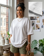 White Oversized Cotton T-Shirt for Men & Women 280GSM | Relaxed Loose Fit Drop Shoulder Half Sleeve Crew Neck Tee | Casual College Wear | Free Size