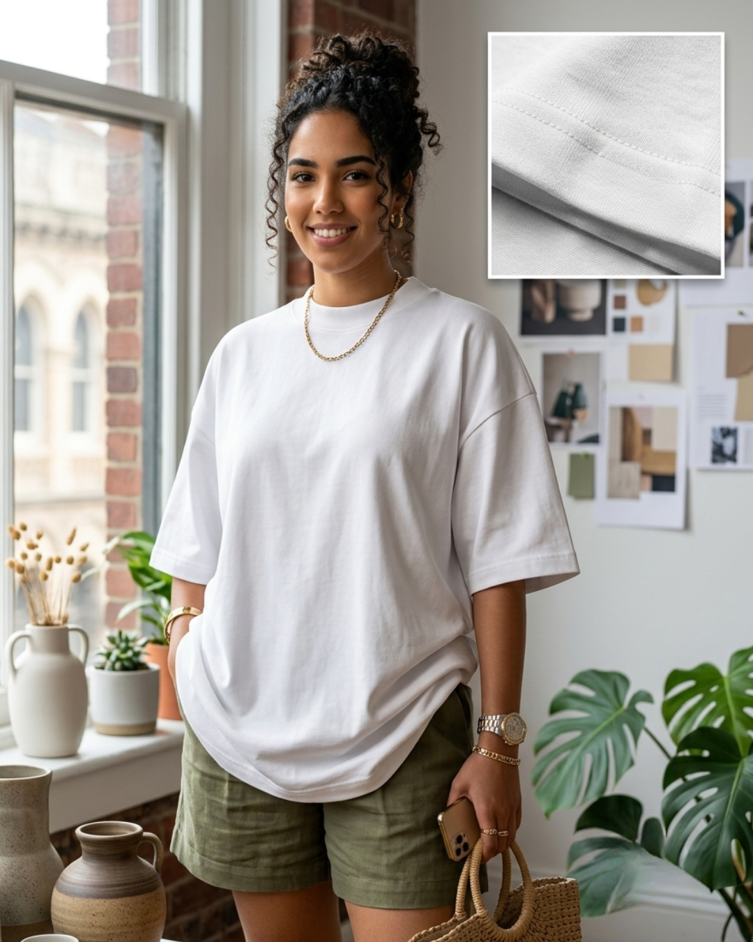 White Oversized Cotton T-Shirt for Men & Women 280GSM | Relaxed Loose Fit Drop Shoulder Half Sleeve Crew Neck Tee | Casual College Wear | Free Size
