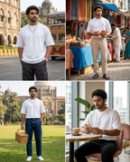 White Oversized Cotton T-Shirt for Men & Women 280GSM | Relaxed Loose Fit Drop Shoulder Half Sleeve Crew Neck Tee | Casual College Wear | Free Size