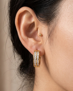 Gold Plated Hoop Earrings for Women – Double Row Crystal Studded Huggie Hoops | Elegant Small Hoop Earrings for Daily Wear & Party Jewelry