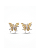 Gold & Silver Butterfly Stud Earrings for Women | Crystal Studded Elegant Designer Earrings | Lightweight Fashion Jewelry for Daily Wear, Party & Gifting