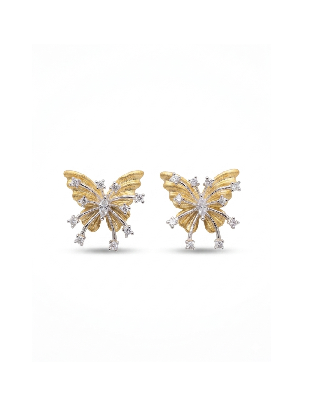 Gold & Silver Butterfly Stud Earrings for Women | Crystal Studded Elegant Designer Earrings | Lightweight Fashion Jewelry for Daily Wear, Party & Gifting