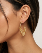 Premium Gold Plated Hoop Earrings for Women | Tassel Fringe Dangle Earrings with Layered Drops | Traditional Earrings for women