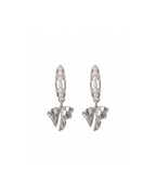Silver Tone Pearl Hoop Earring with Bow Dangle, Drop Earring for Women, Lightweight Fashion Jewellery for Occasional Wear & Party