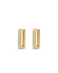 House Of Pink Store Rectangular Huggie Hoop Earrings, Gold, Cubic Zirconia, Minimal Style, Lightweight Everyday Jewellery for Women